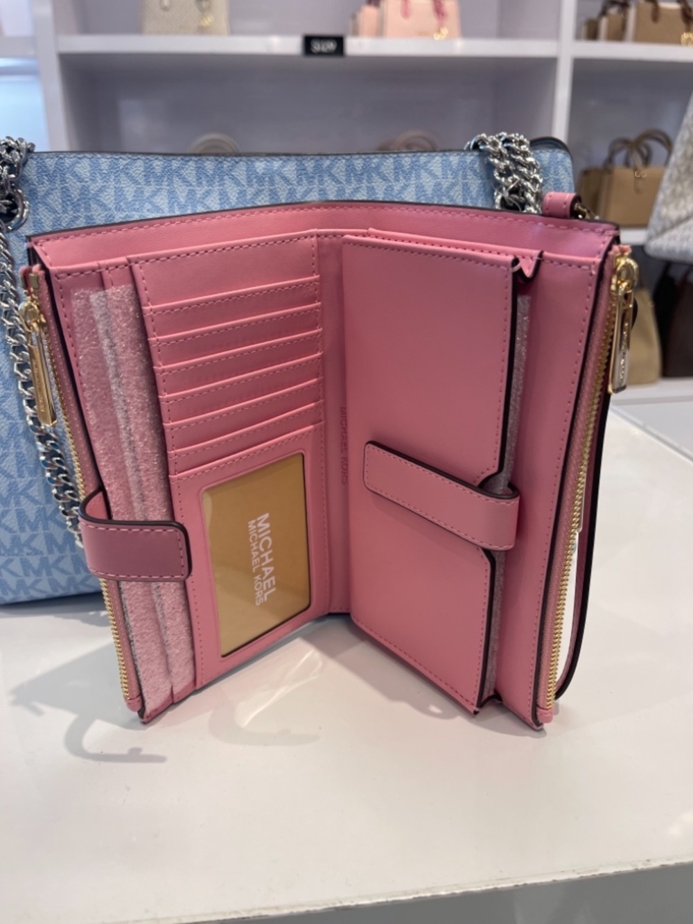 MICHAEL KORS Jet Set Large Double Zip Ombré Signature Logo Wristlet Phone Holder - Picture 12 of 16